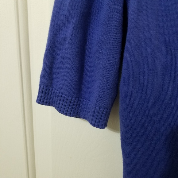 TABITHA Blue Button Fitted Short Sleeved Cardigan - Picture 7 of 12